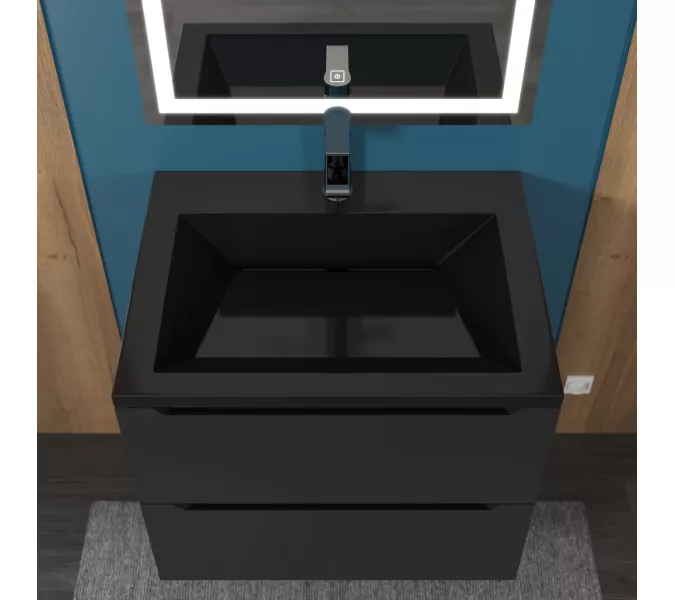 Раковина для ванной  Uperwood Olivia, с щелевым сливом, черная глянцевая, Выбрать цвет: Черный, Выбрать размер: 60, изображение 6