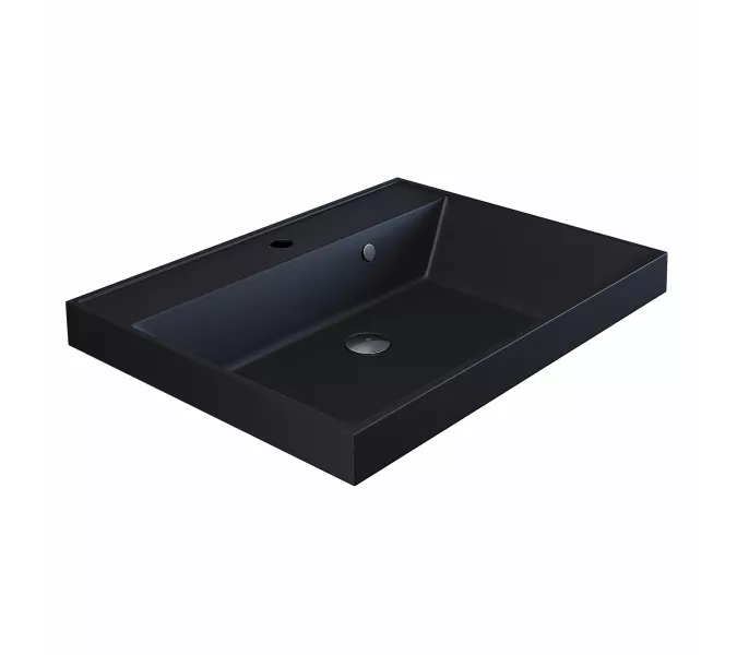 Раковина для ванной  Uperwood Classic Quartz, кварцевая, черная матовая, уголь, Выбрать цвет: Уголь, Выбрать размер: 60, изображение 2