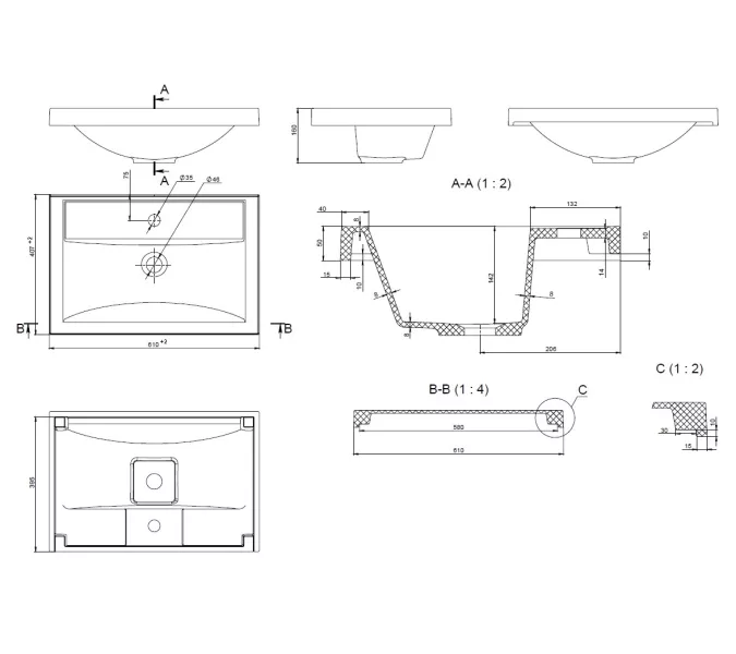 Раковина для ванной Uperwood Foster  белая глянцевая, Выбрать цвет: Белый, Выбрать размер: 60, изображение 5
