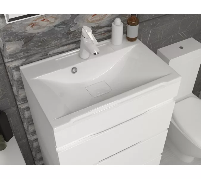 Раковина для ванной Elen ,белая, с декоративной накладкой для слива, Выбрать цвет: Белый, Выбрать размер: 70, изображение 2