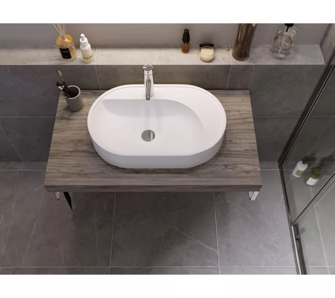 Раковина накладная для ванной Uperwood Luna 60х36х11,5 см, овальная, белая глянцевая, изображение 2