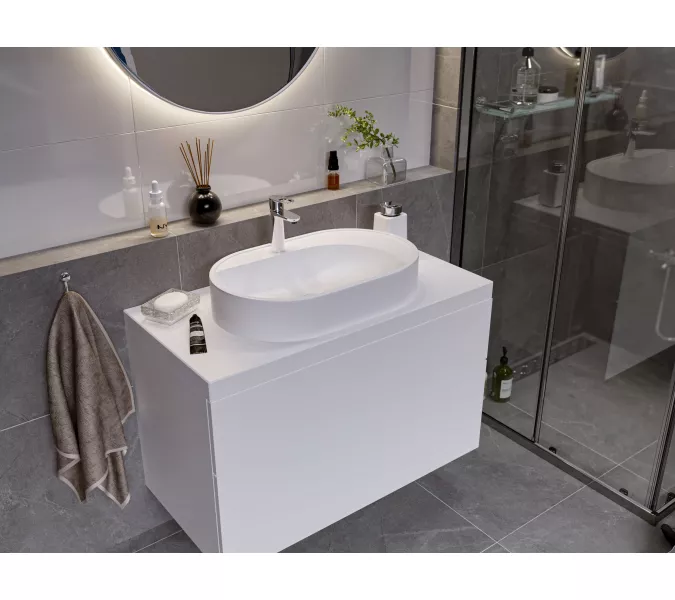 Раковина накладная для ванной Uperwood Luna 60х36х11,5 см, овальная, белая глянцевая, изображение 4