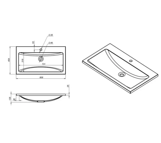 Раковина для ванной Uperwood Self  черная глянцевая, Выбрать цвет: Черный, Выбрать размер: 60, изображение 5
