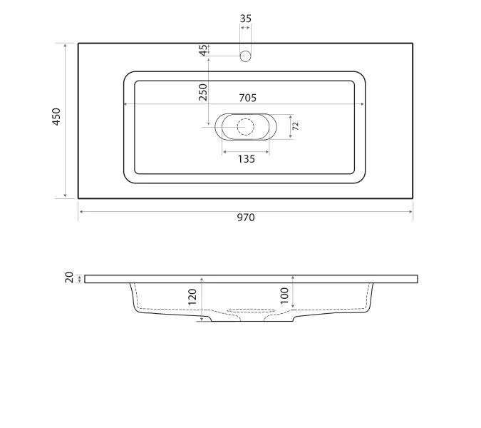 Раковина для ванной Uperwood Modul  белая глянцевая, Выбрать цвет: Белый, Выбрать размер: 100, изображение 10