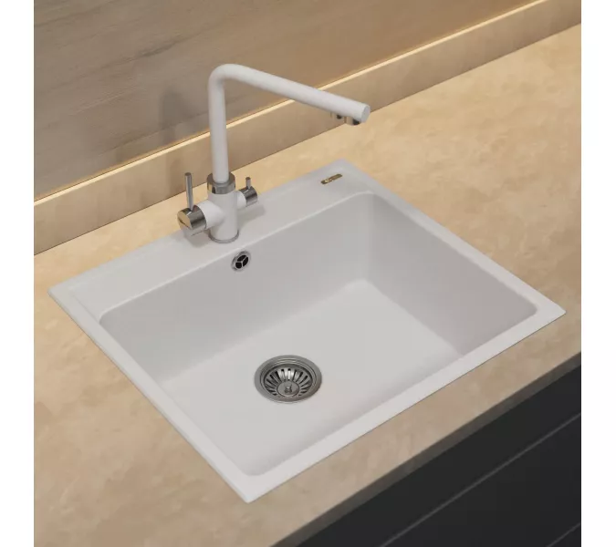 Кухонная мойка из искусственного камня Uperwood UPD-104, прямоугольная, цвет туман, Выбрать цвет: Туман, изображение 3