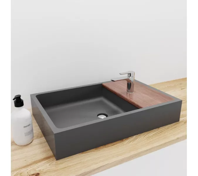 Раковина накладная бетонная Uperwood Piter 60х40х12 см,  графит, Выбрать цвет: Графит