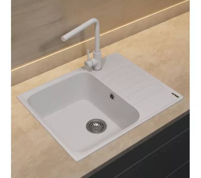 Кухонная мойка из искусственного камня Uperwood UPD-202, прямоугольная, цвет туман, Выбрать цвет: Туман, изображение 3