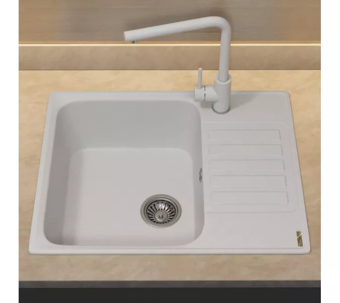 Кухонная мойка из искусственного камня Uperwood UPD-202, прямоугольная, цвет туман, Выбрать цвет: Туман, изображение 4