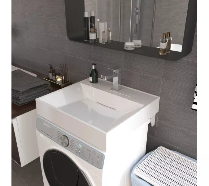 Раковина над стиральной машиной Uperwood Top 60х55х11 см, белая глянцевая, Выбрать цвет: Белый