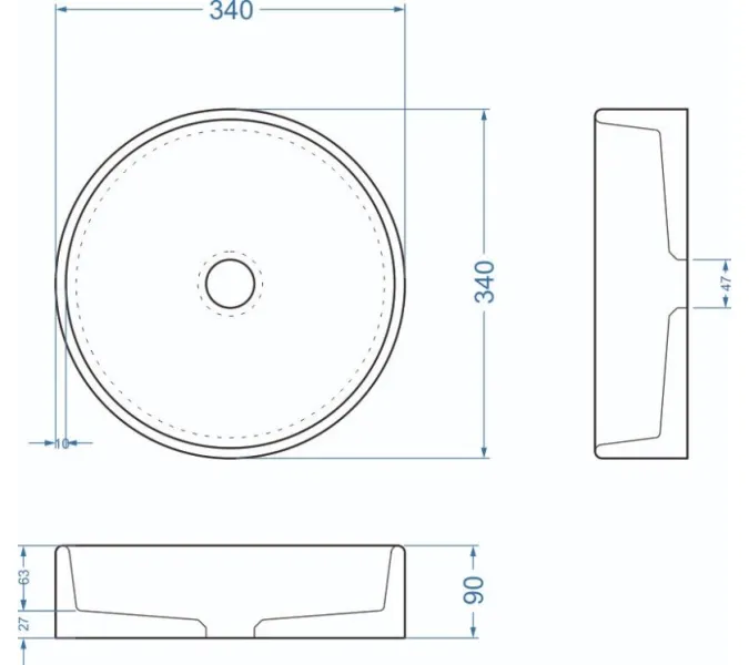 Раковина накладная бетонная Uperwood Round 34х34х9 см, круглая, графит, Выбрать цвет: Графит, изображение 3