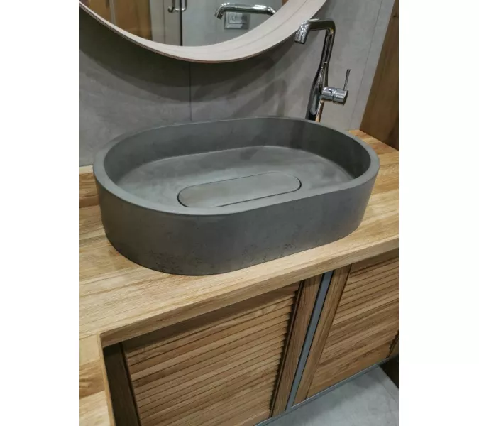 Раковина накладная бетонная Uperwood London 60х40х15 см, овальная, графит, Выбрать цвет: Графит