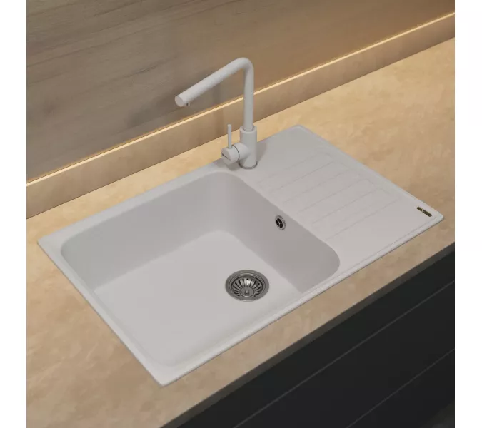 Кухонная мойка из искусственного камня Uperwood UPD-400, прямоугольная, цвет туман, Выбрать цвет: Туман, изображение 3