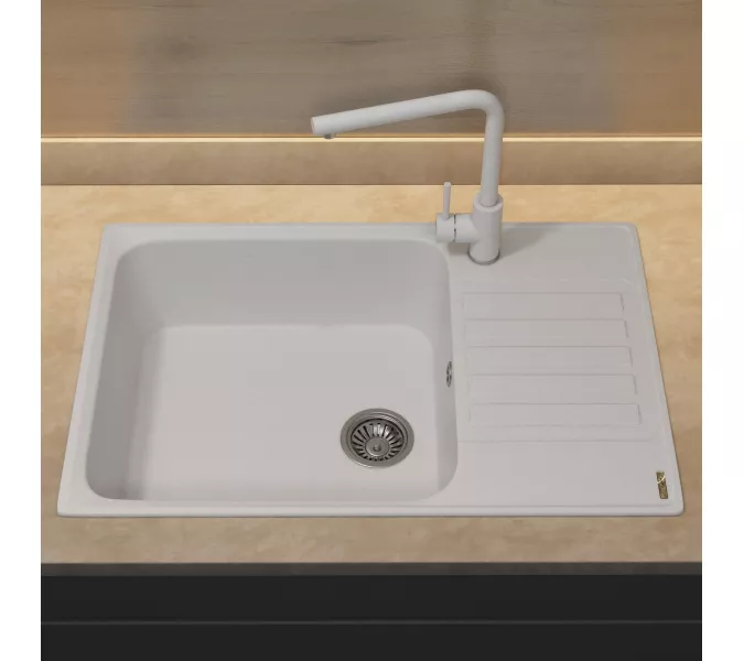 Кухонная мойка из искусственного камня Uperwood UPD-400, прямоугольная, цвет туман, Выбрать цвет: Туман, изображение 4