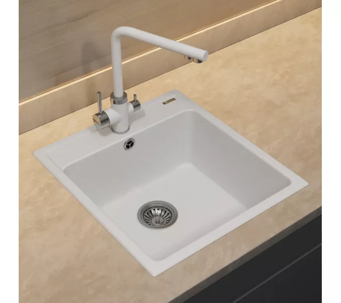 Кухонная мойка из искусственного камня Uperwood UPD-406, 42х48 прямоугольная, цвет туман, Выбрать цвет: Туман