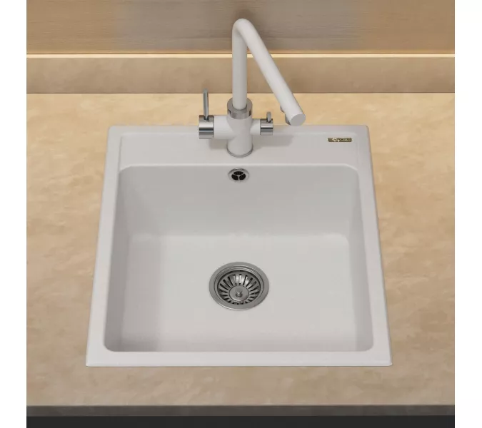 Кухонная мойка из искусственного камня Uperwood UPD-406, 42х48 прямоугольная, цвет туман, Выбрать цвет: Туман, изображение 2