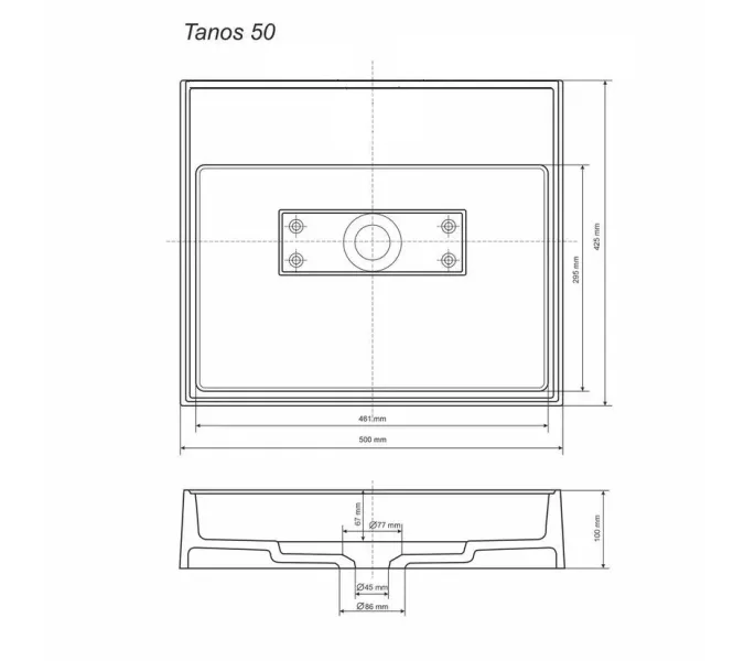 Раковина накладная Uperwood Tanos Quartz 50 см, без отверстия для смесителя, черная (уголь), Выбрать цвет: Уголь, изображение 9
