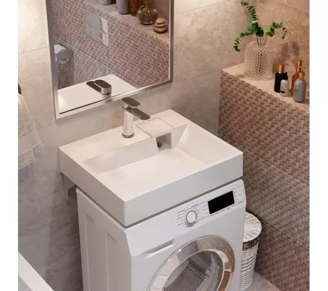 Раковина над стиральной машиной Uperwood Naomi белая глянцевая, Выбрать размер: 60х50
