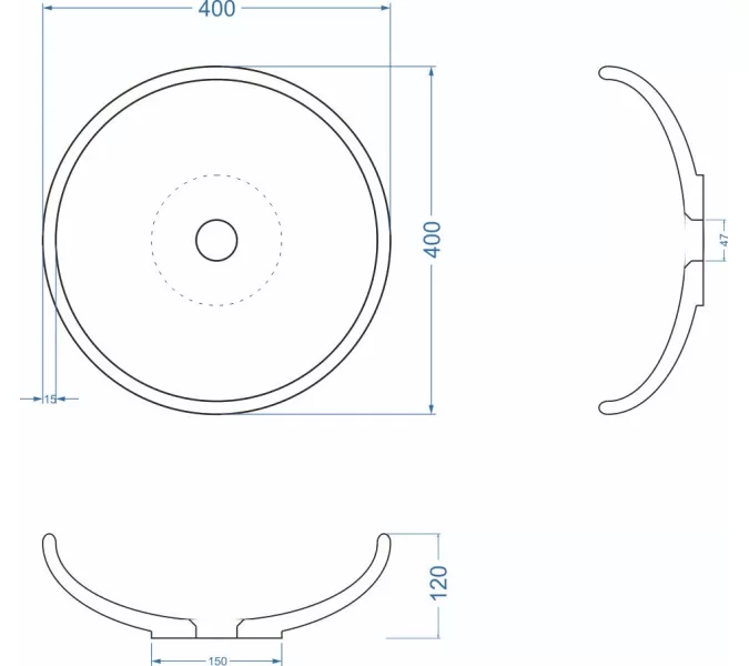 Раковина накладная бетонная Uperwood Sfera 40х40х12 см, круглая, графит, Выбрать цвет: Графит, изображение 3