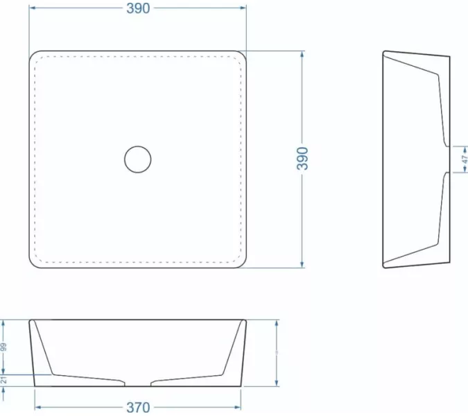 Раковина накладная бетонная Uperwood Square 39х39х12 см, квадратная, черная, Выбрать цвет: Черный, изображение 2