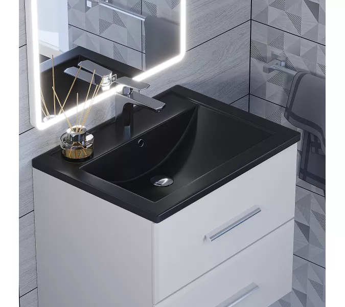 Раковина для ванной кварцевая Uperwood Foster Quartz черная матовая (уголь), Выбрать цвет: Уголь, Выбрать размер: 60, изображение 3