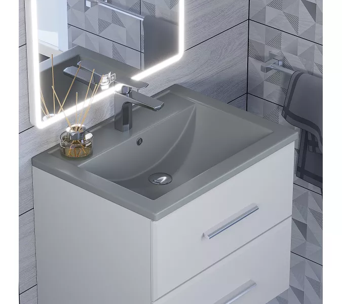 Раковина для ванной кварцевая Uperwood Foster Quartz  серая матовая (бетон), Выбрать цвет: Бетон, Выбрать размер: 60, изображение 3