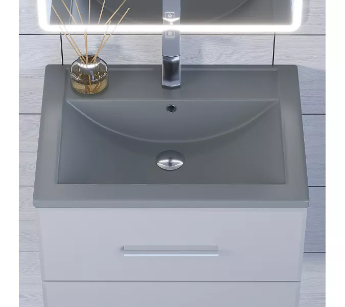 Раковина для ванной кварцевая Uperwood Foster Quartz  серая матовая (бетон), Выбрать цвет: Бетон, Выбрать размер: 60, изображение 4