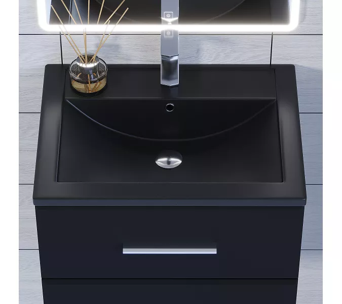 Раковина для ванной кварцевая Uperwood Foster Quartz  черная матовая (космос), Выбрать цвет: Космос, Выбрать размер: 60, изображение 4