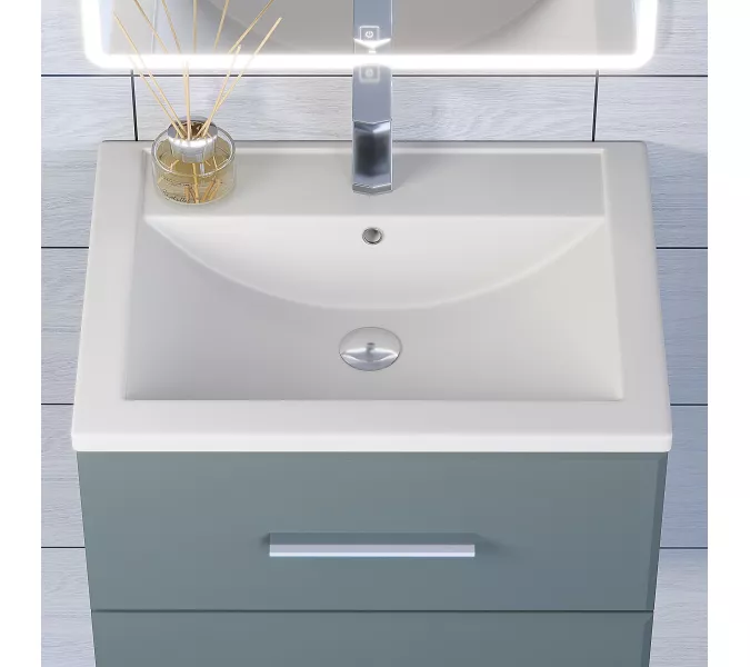 Раковина для ванной кварцевая Uperwood Foster Quartz белая матовая (жасмин), Выбрать цвет: Жасмин, Выбрать размер: 60, изображение 4