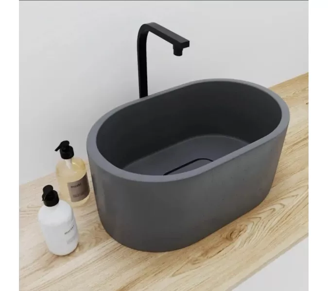 Раковина накладная бетонная Uperwood Venice 56х34х26 см, овальная, графит, Выбрать цвет: Графит