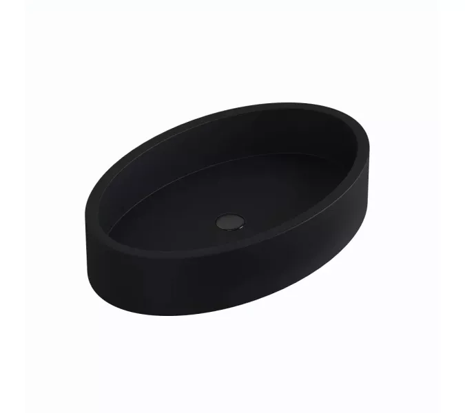 Раковина накладная бетонная Uperwood Rome 55х35х11 см, овальная, черная, Выбрать цвет: Черный