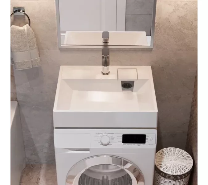 Раковина над стиральной машиной Uperwood Naomi белая глянцевая, Выбрать размер: 60х50, изображение 2