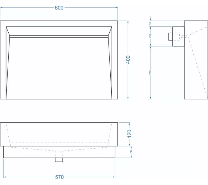 Раковина накладная бетонная Uperwood Mariana 60х40х12 см, прямоугольная, графит, Выбрать цвет: Графит, изображение 9