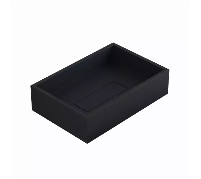 Раковина накладная бетонная Uperwood Angkor 60х40х15 см, прямоугольная, черная, Выбрать цвет: Черный