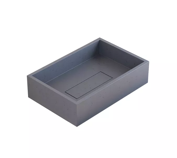 Раковина накладная бетонная Uperwood Angkor 60х40х15 см, прямоугольная, графит, Выбрать цвет: Графит