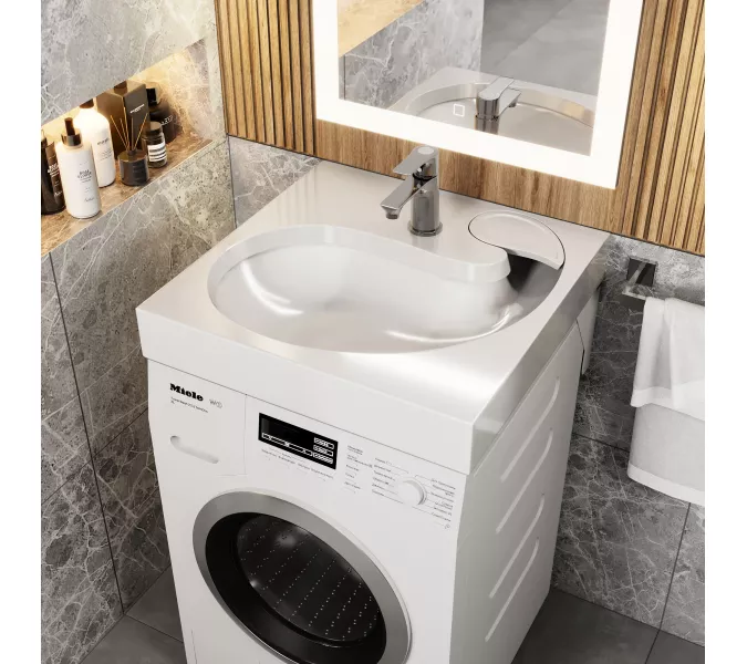 Раковина над стиральной машиной Uperwood Comforty 60х60х11 см, белая глянцевая, Выбрать цвет: Белый