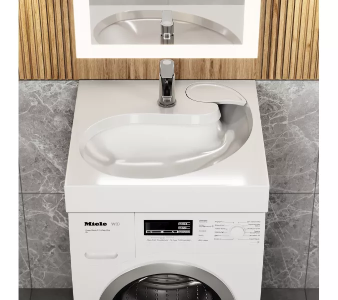 Раковина над стиральной машиной Uperwood Comforty 60х60х11 см, белая глянцевая, Выбрать цвет: Белый, изображение 2