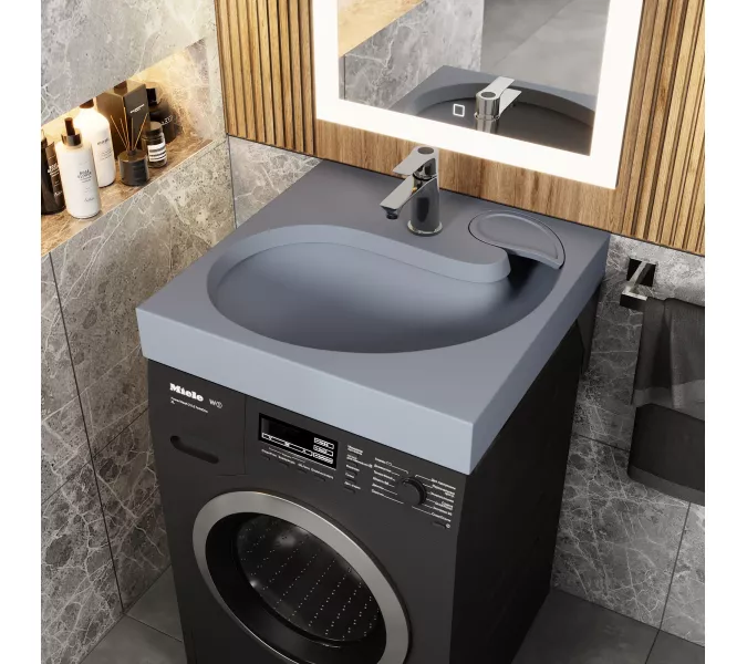 Раковина над стиральной машиной Uperwood Comforty 60х60х11 см, серая матовая, Выбрать цвет: Серый