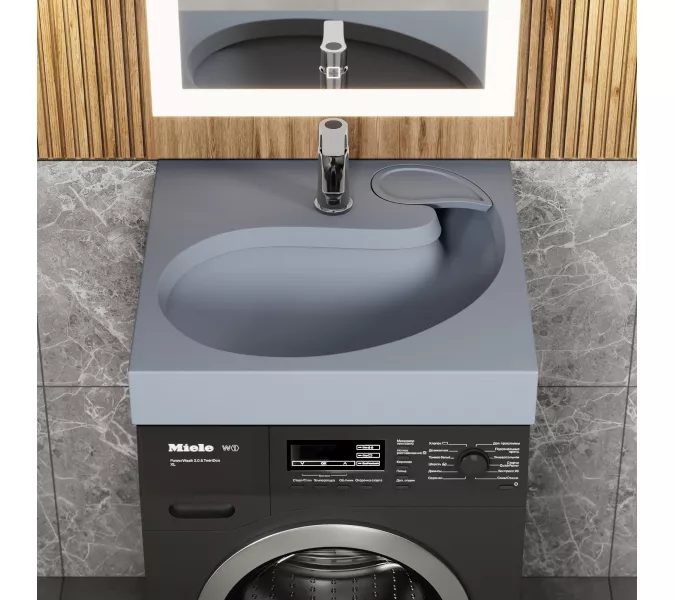 Раковина над стиральной машиной Uperwood Comforty 60х60х11 см, серая матовая, Выбрать цвет: Серый, изображение 2