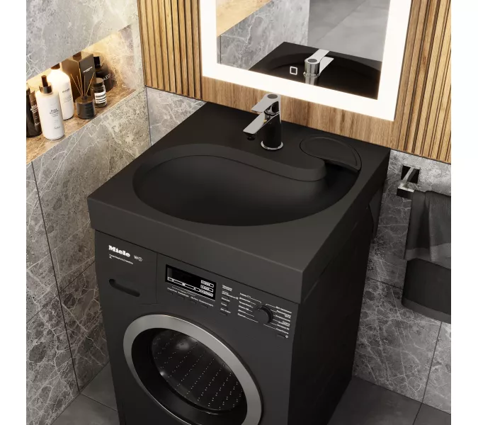 Раковина над стиральной машиной Uperwood Comforty 60х60х11 см, черная матовая, Выбрать цвет: Черный