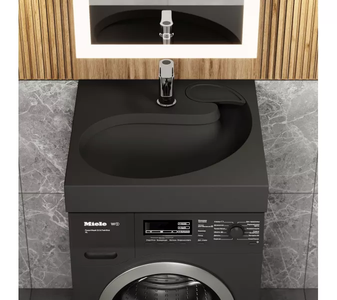 Раковина над стиральной машиной Uperwood Comforty 60х60х11 см, черная матовая, Выбрать цвет: Черный, изображение 2