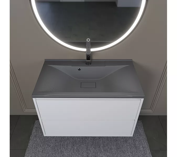 Раковина для ванной кварцевая Uperwood Elen Quartz 80  серая матовая (серый шелк), Выбрать цвет: Серый шелк, Выбрать размер: 80, изображение 4