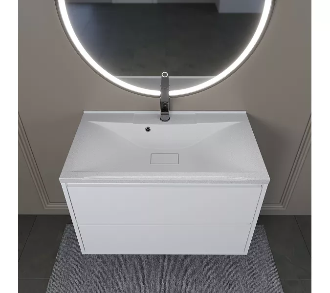 Раковина для ванной кварцевая Uperwood Elen Quartz 80 белая матовая (жасмин), Выбрать цвет: Жасмин, Выбрать размер: 80, изображение 4