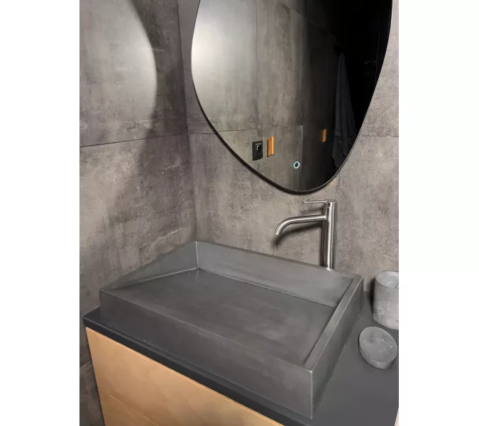 Раковина накладная бетонная Uperwood Mariana 60х40х12 см, прямоугольная, графит, Выбрать цвет: Графит, изображение 6