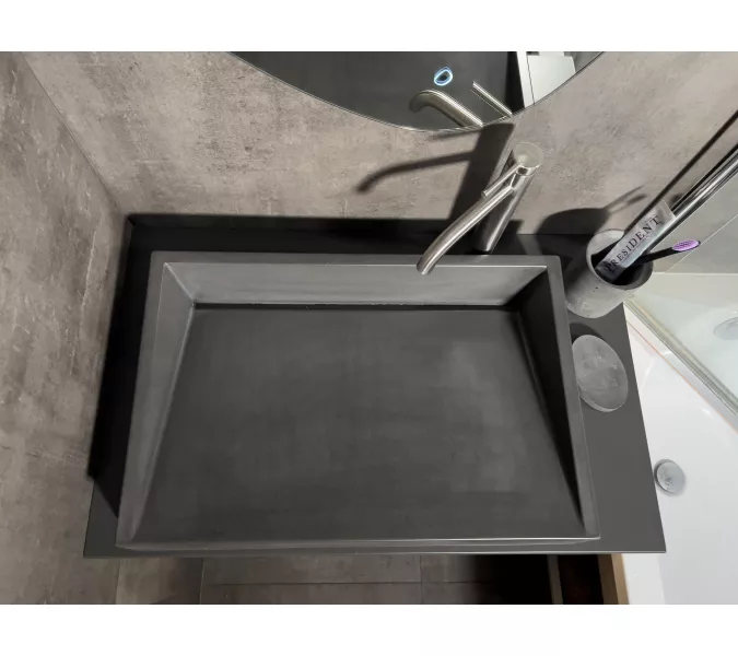 Раковина накладная бетонная Uperwood Mariana 60х40х12 см, прямоугольная, графит, Выбрать цвет: Графит, изображение 2