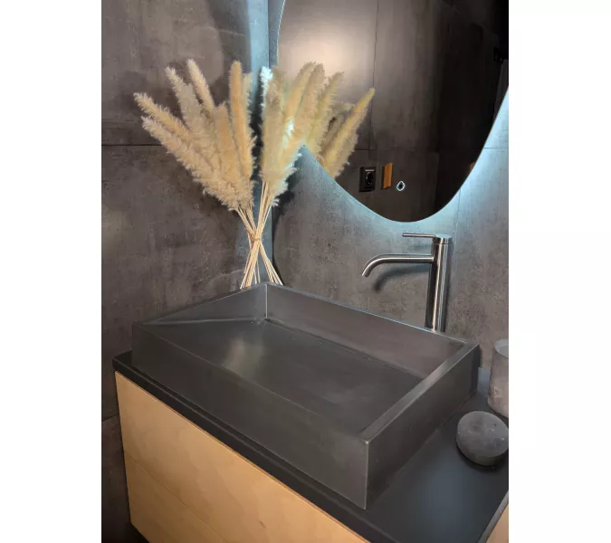 Раковина накладная бетонная Uperwood Mariana 60х40х12 см, прямоугольная, графит, Выбрать цвет: Графит, изображение 4