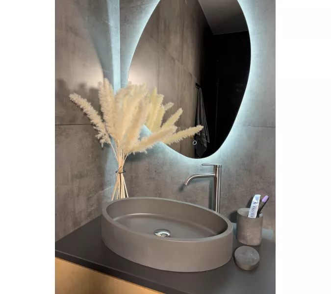 Раковина накладная бетонная Uperwood Rome 55х35х11 см, овальная, графит, Выбрать цвет: Графит, изображение 3