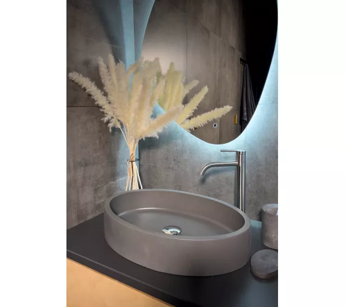 Раковина накладная бетонная Uperwood Rome 55х35х11 см, овальная, графит, Выбрать цвет: Графит, изображение 4