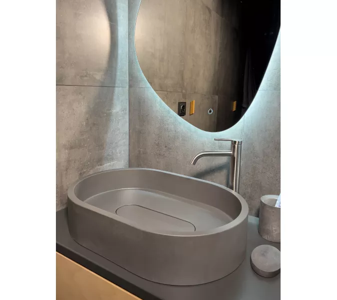 Раковина накладная бетонная Uperwood London 60х40х15 см, овальная, графит, Выбрать цвет: Графит, изображение 2