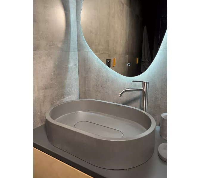 Раковина накладная бетонная Uperwood London 60х40х15 см, овальная, графит, Выбрать цвет: Графит, изображение 3