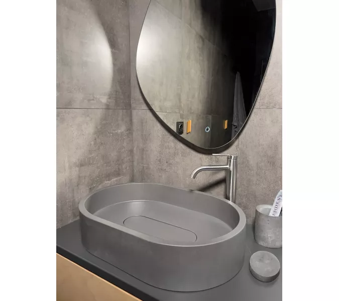 Раковина накладная бетонная Uperwood London 60х40х15 см, овальная, графит, Выбрать цвет: Графит, изображение 4